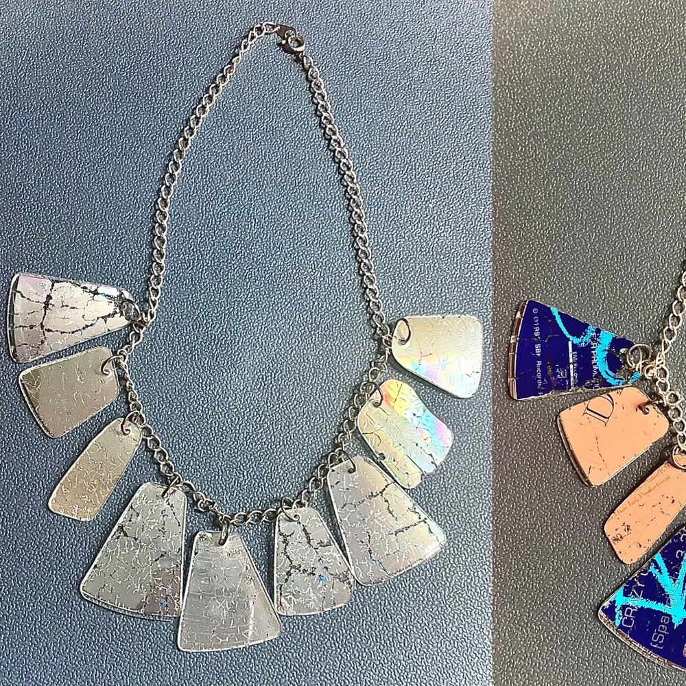 Crackled CD Reflective Necklace